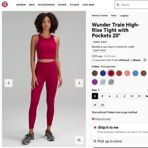 LAST CHANCE NWT Wunder Train High-Rise Tight with Pockets 25", Size 0